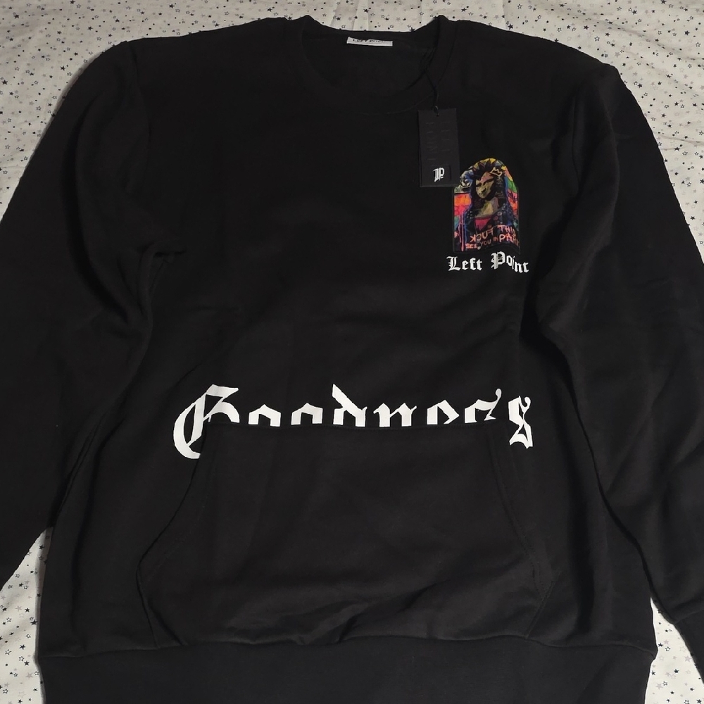 Left Point, Black Graphic Men's Sweatshirt